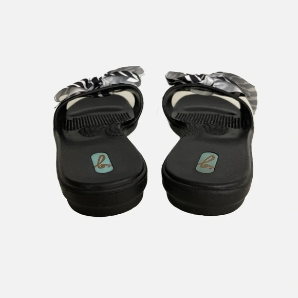 Oka B Black Zebra Bow Rubber Slides Sandals Medium Large ML 8-9 - Picture 5 of 12